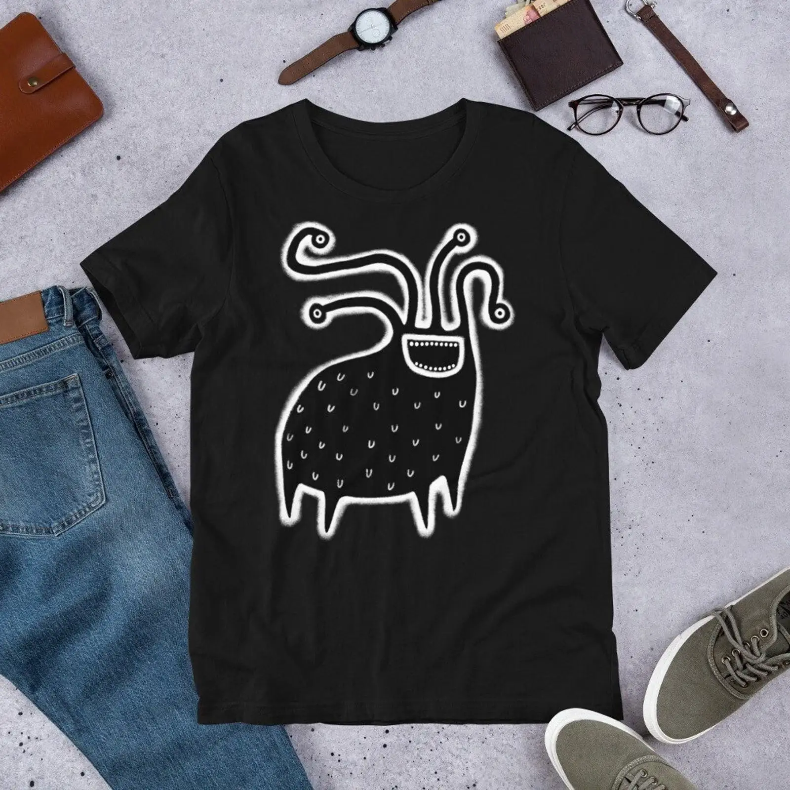 Quirky Vintage Fashion - Eigenzinnige Monster T-shirt grappige alien griezelige
