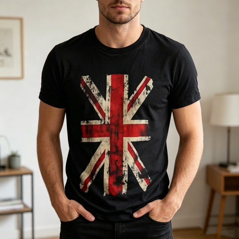 Vintage Fashion Uk - Union Jack Grafisch T-shirt Vintage Britse