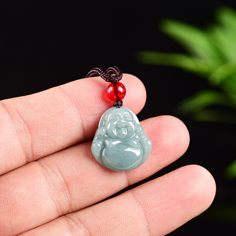 Vintage Fashion Jewelry Necklaces - Myanmar Jadeïet Guanyin Boeddha Hanger Ketting