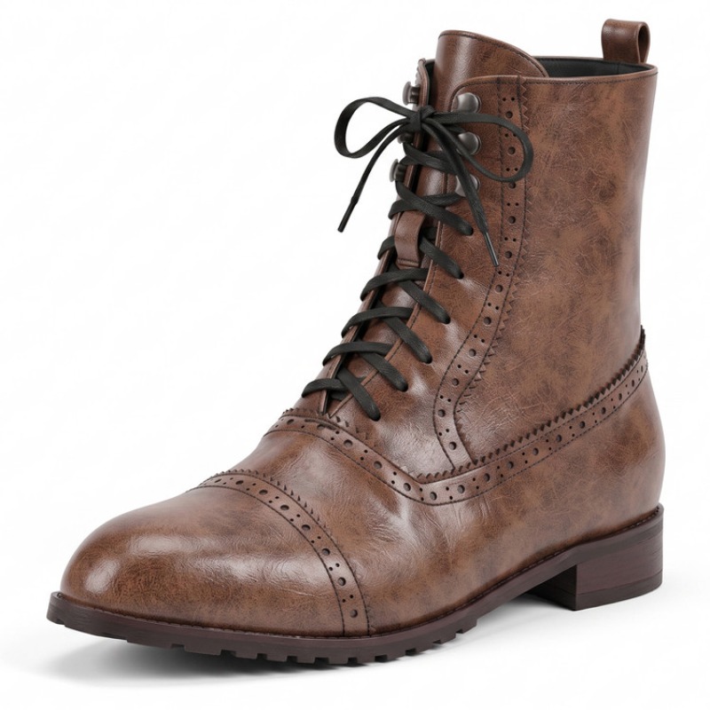 Vintage Fashion Ladies - Dames Retro Veterschoenen van Leer, Modieuze
