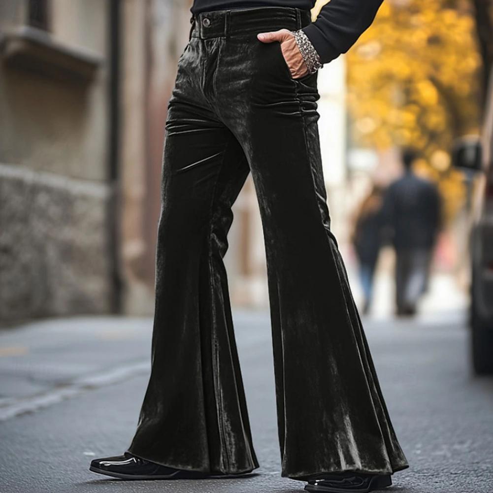 Wide Leg Trouser 70S - Heren Bell Bottom Velvet Broek Retro