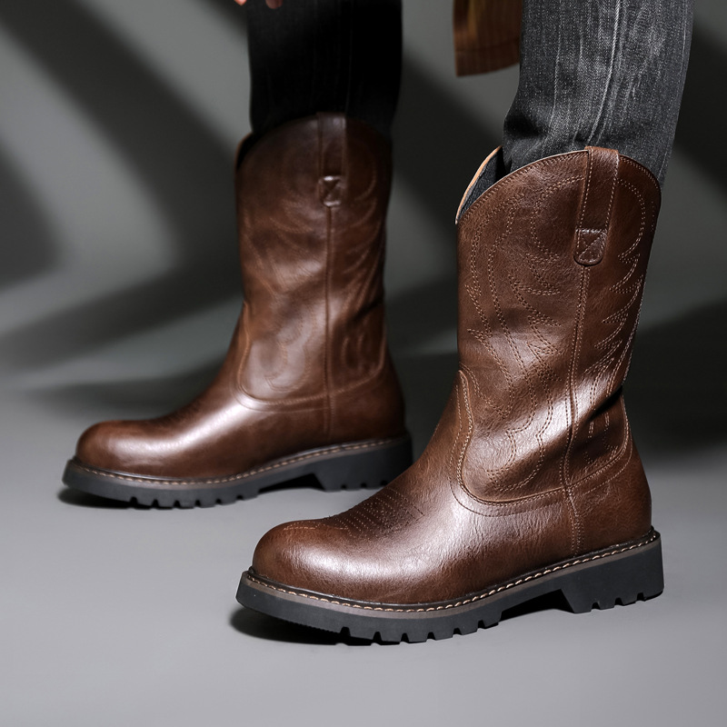 Vintage Fashion Mens - Mode Heren Cowboylaarzen Nieuwe Borduren Vintage