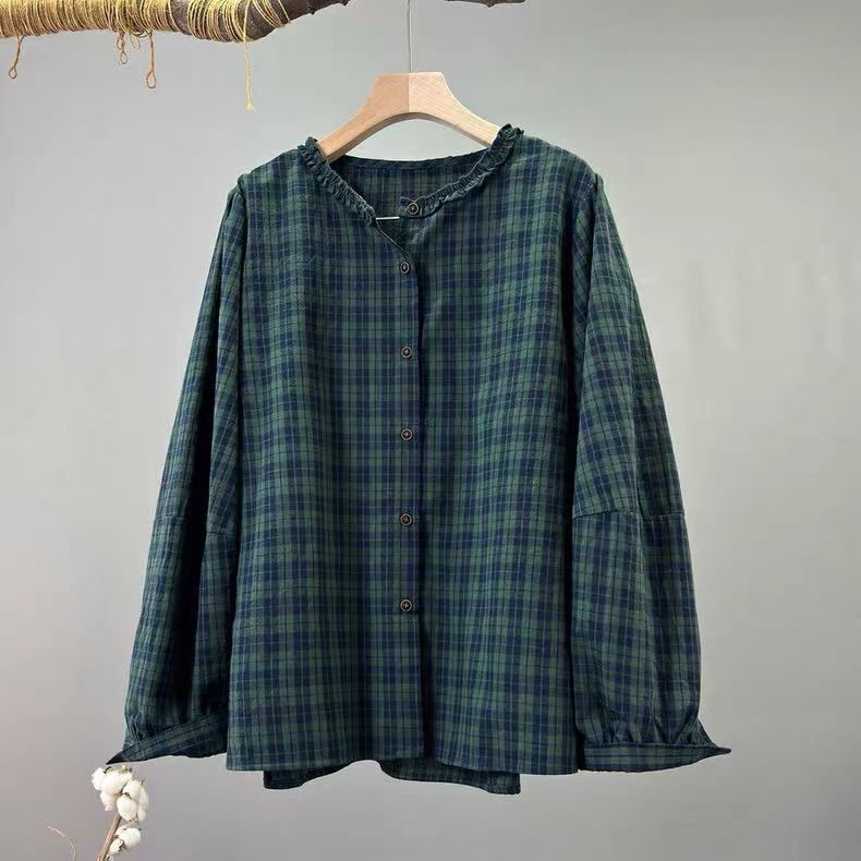 Vintage Fashion In Japan - 2026 Japanse damesmode geruite overhemd 100%