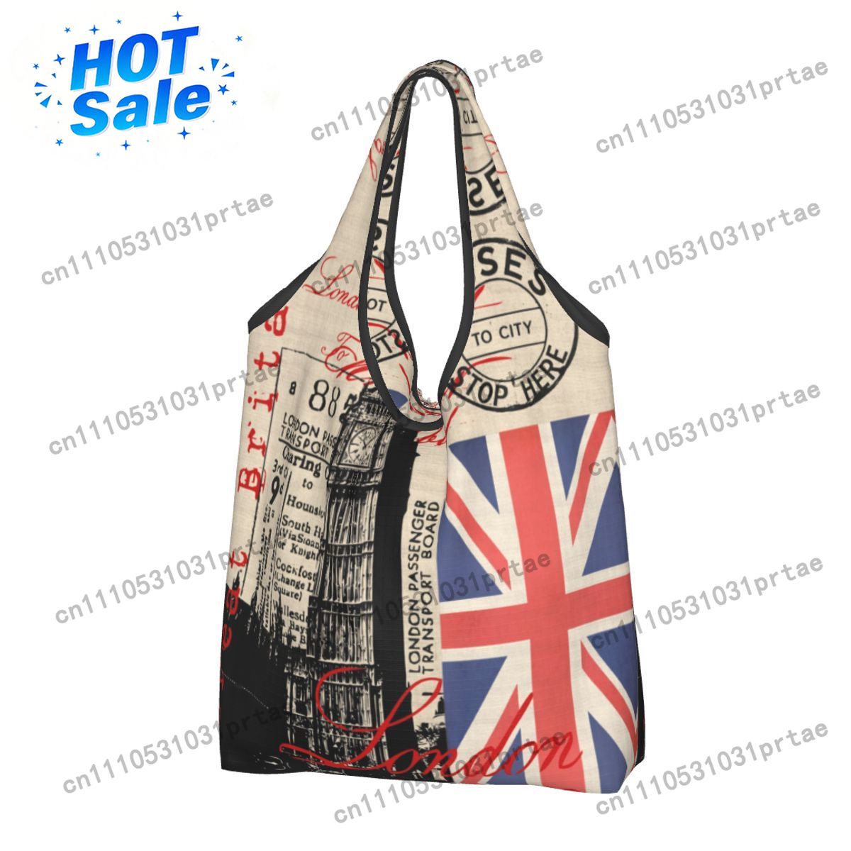 Vintage Fashion Uk - Aangepaste retro vintage Londen boodschappentas grappige