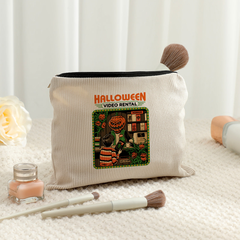 Vintage Fashion Rental - Halloween Videoverhuur Retro Pompoenkop Corduroy Make-up