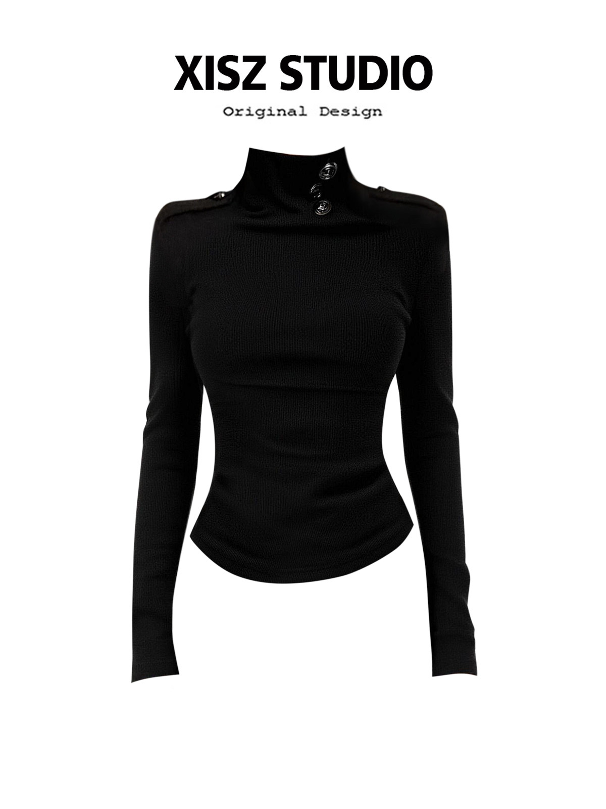 Turtleneck Knit 90S - Dames Zwart Gotisch T-shirt Harajuku Y2k