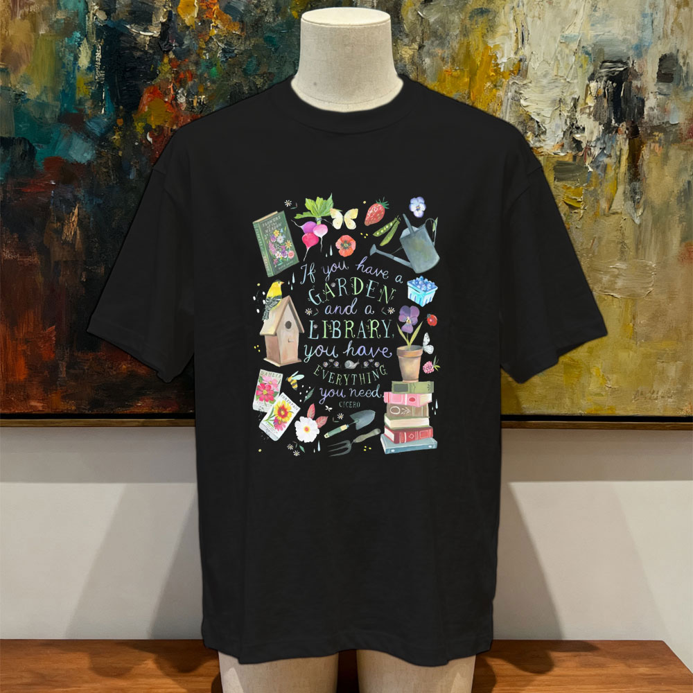 Vintage Fashion Library - Tuin en een bibliotheek Unisex Triblend