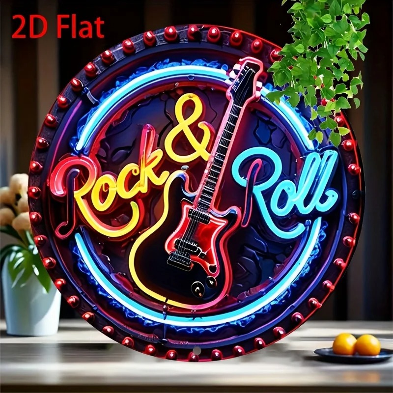 Vintage Fashion Plates - Een vintage rock-neonbord, 2D platte metalen
