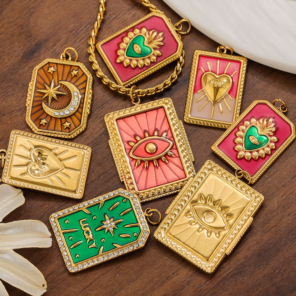 Vintage Fashion Jewelry Necklaces - 2 stuks roestvrijstalen bedels met druppelvormige